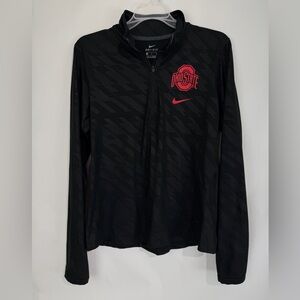 Nike Dri-Fit Ohio State Buckeyes Quarter Zip Long Sleeve Athletic Top Womens M